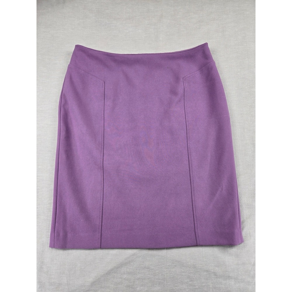 Halogen Purple Pencil Skirt Size 12 Stretch Lined Knee Length Professional Seam